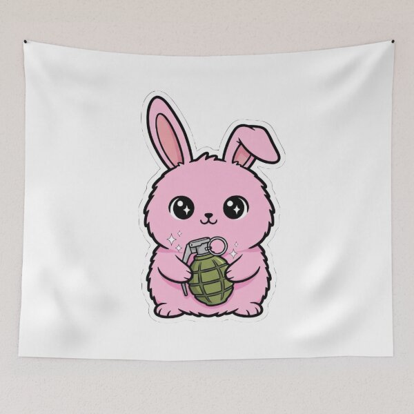 Item preview, Cute Pink Bunny With Grenade Explosive Personality Art designed and sold by ARTReMi.