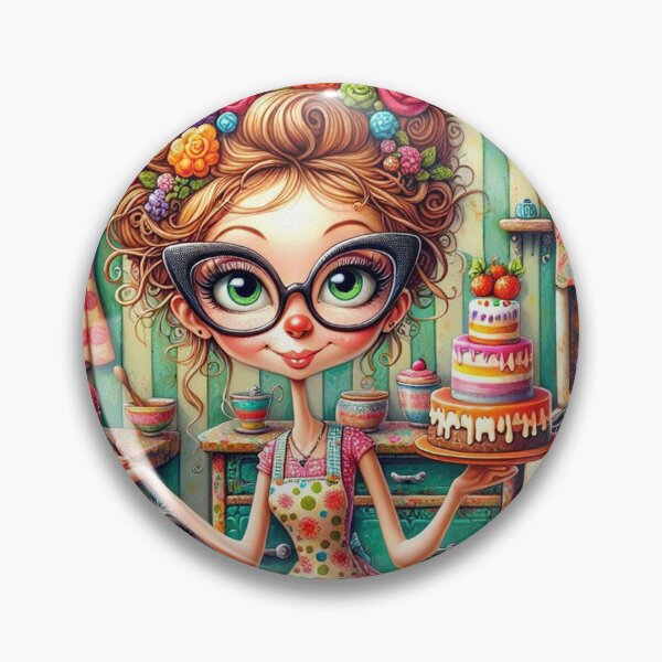 Item preview, Whimsical Lady Baking a Delicious Cake designed and sold by Beyond The Canvas.