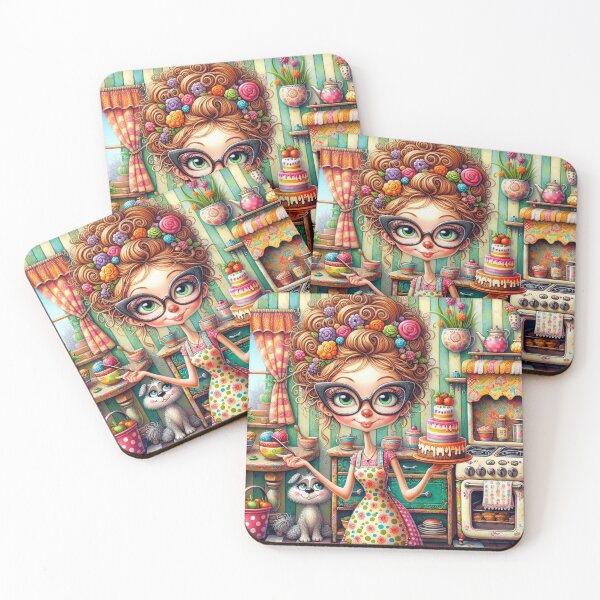 Item preview, Whimsical Lady Baking a Delicious Cake designed and sold by Beyond The Canvas.
