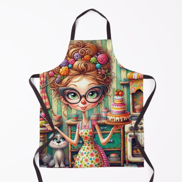 Item preview, Whimsical Lady Baking a Delicious Cake designed and sold by Beyond The Canvas.
