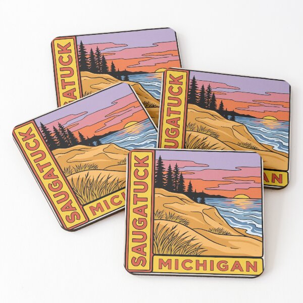 Item preview, Saugatuck Michigan - Vintage Lake Michigan Sunset Design designed and sold by TheOldMittenIllustrated.