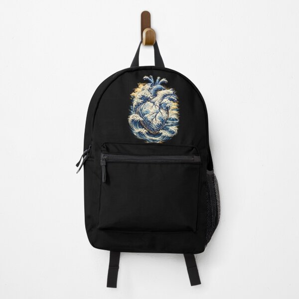 Item preview, Anatomical Heart Great Wave Japanese Aesthetic Art Retro, Human heart and big wave, blue color,l over of the waves and the sea, the sea in my heart, watercolor designed and sold by Collagedream.