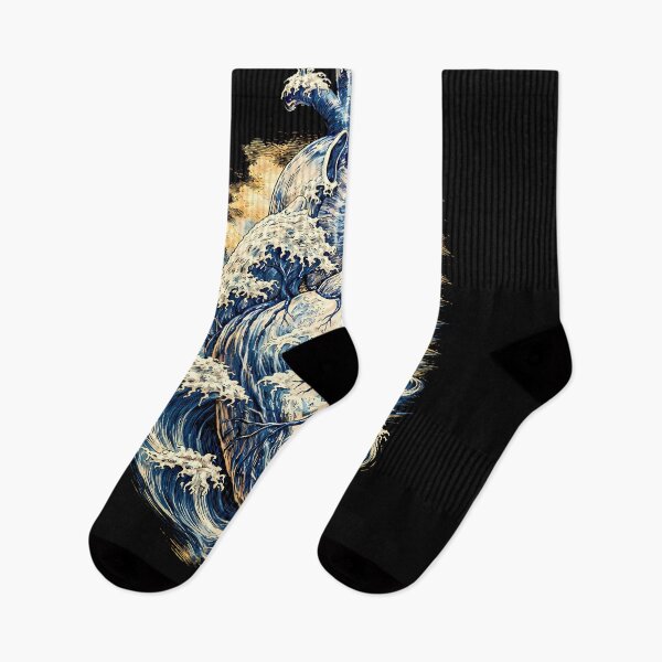 Item preview, Anatomical Heart Great Wave Japanese Aesthetic Art Retro, Human heart and big wave, blue color,l over of the waves and the sea, the sea in my heart, watercolor designed and sold by Collagedream.