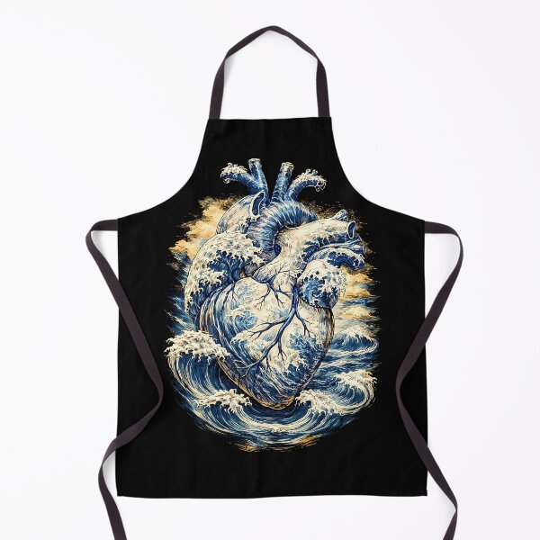 Item preview, Anatomical Heart Great Wave Japanese Aesthetic Art Retro, Human heart and big wave, blue color,l over of the waves and the sea, the sea in my heart, watercolor designed and sold by Collagedream.