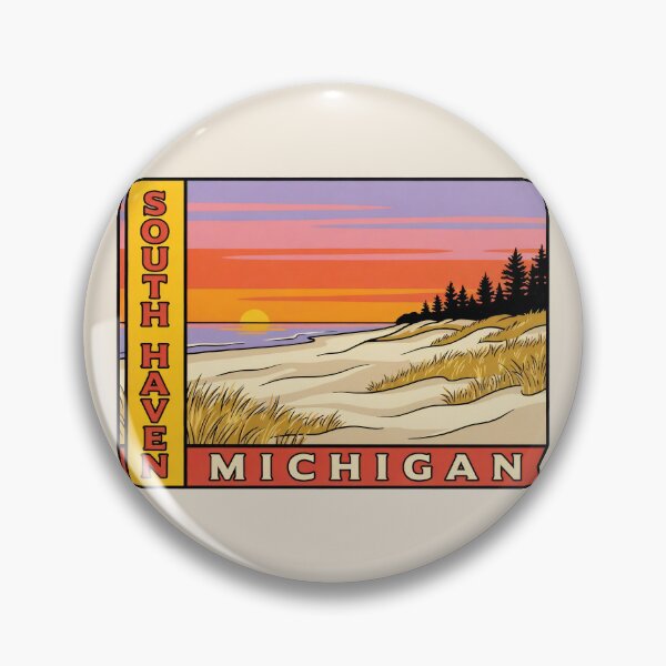 Item preview, South Haven Michigan - Vintage Lake Michigan Sunset Design designed and sold by TheOldMittenIllustrated.