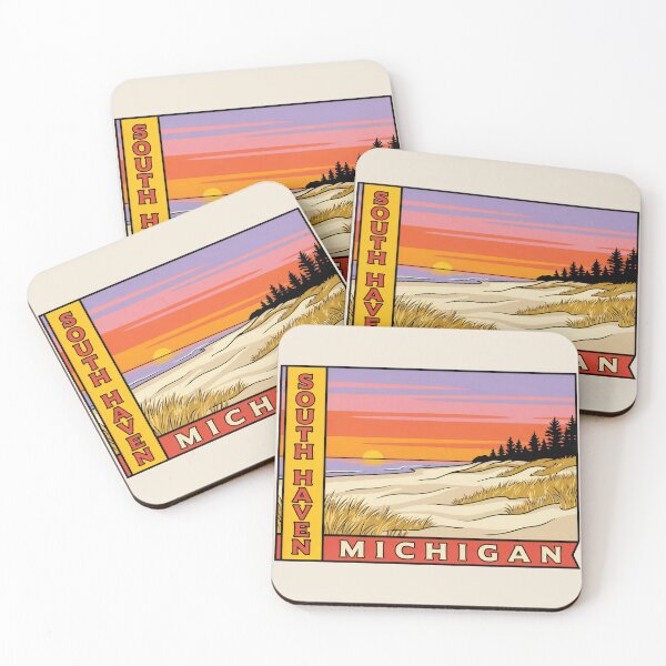 Item preview, South Haven Michigan - Vintage Lake Michigan Sunset Design designed and sold by TheOldMittenIllustrated.