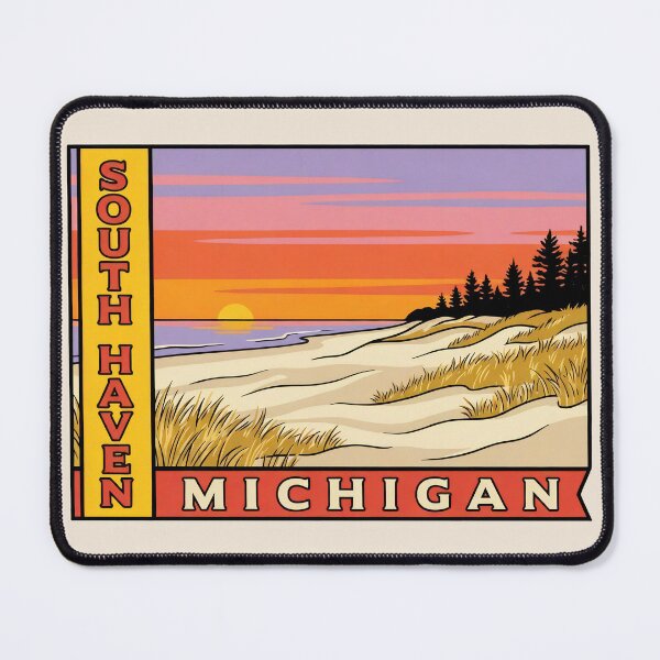 Item preview, South Haven Michigan - Vintage Lake Michigan Sunset Design designed and sold by TheOldMittenIllustrated.