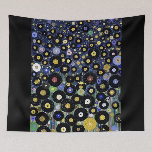 Item preview, Colorful vinyl records waterfall on Dark Background designed and sold by lautir.
