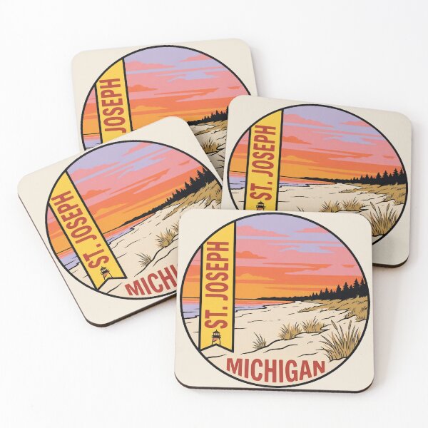 Item preview, St. Joseph Michigan - Vintage Lake Michigan Sunset Design designed and sold by TheOldMittenIllustrated.
