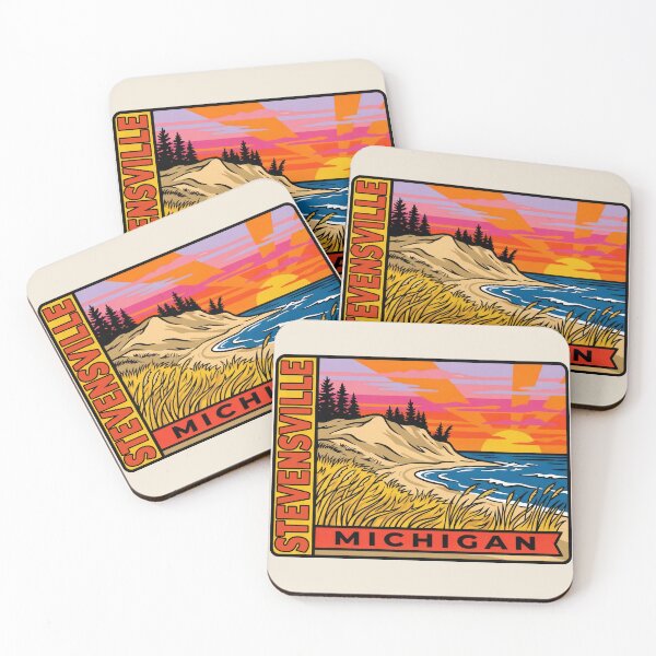 Item preview, Stevensville Michigan - Vintage Lake Michigan Sunset Design designed and sold by TheOldMittenIllustrated.