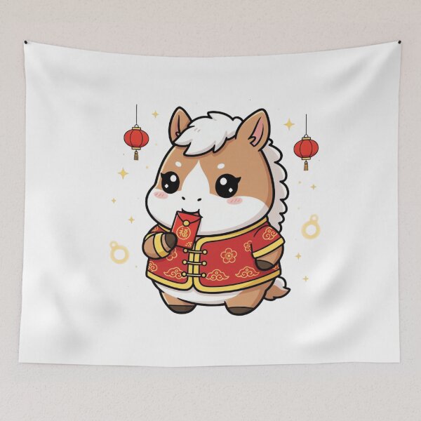 Item preview, Cute Anime Horse With Red Envelope Lunar New Year 2026 designed and sold by ARTReMi.