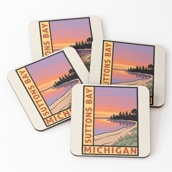 Item preview, Suttons Bay Michigan - Vintage Lake Michigan Sunset Design designed and sold by TheOldMittenIllustrated.