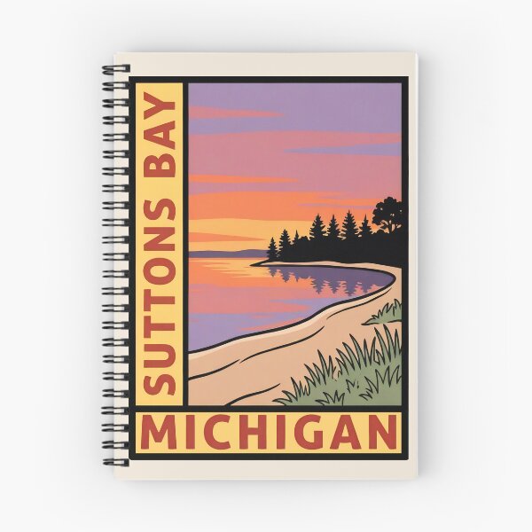 Item preview, Suttons Bay Michigan - Vintage Lake Michigan Sunset Design designed and sold by TheOldMittenIllustrated.