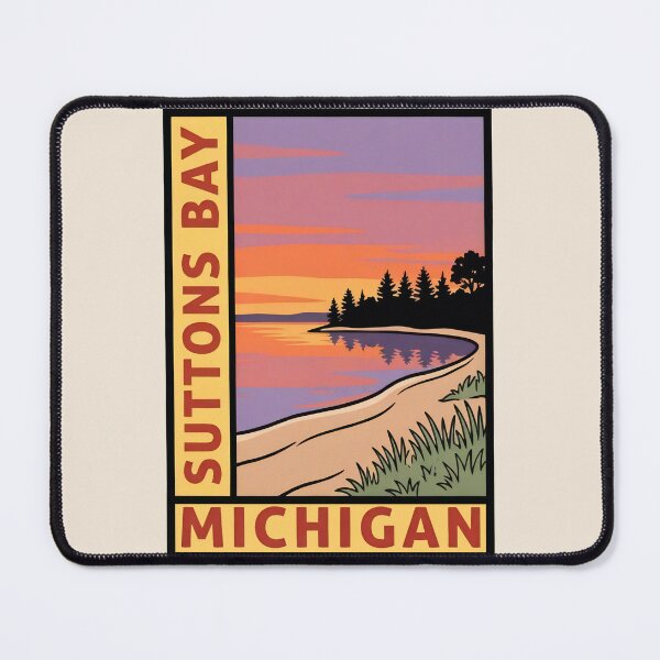 Item preview, Suttons Bay Michigan - Vintage Lake Michigan Sunset Design designed and sold by TheOldMittenIllustrated.