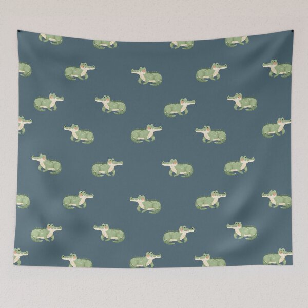 Item preview, Watercolor Crocodiles on Gray-Blue designed and sold by KSimpson838.