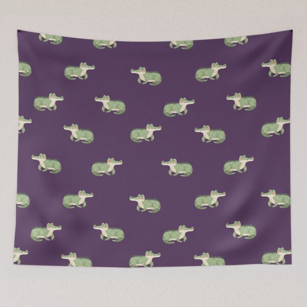 Item preview, Watercolor Crocodiles on Dark Purple designed and sold by KSimpson838.