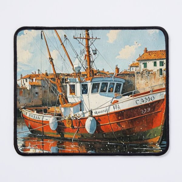 Item preview, Fishing boat in the harbor designed and sold by sid1802.