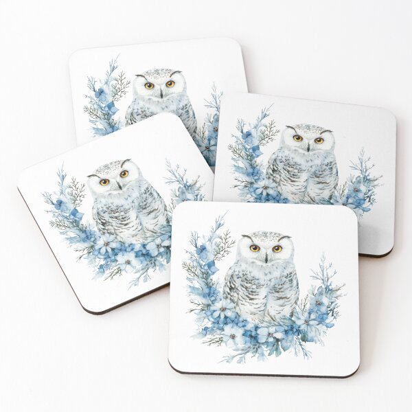 Item preview, Snowy Owl Encircled by Winter Floral Wreath designed and sold by CharlieDesings.