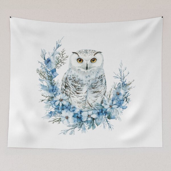 Item preview, Snowy Owl Encircled by Winter Floral Wreath designed and sold by CharlieDesings.