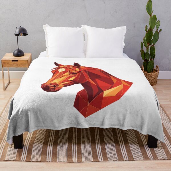 Artikelvorschau, Geometrischer Low-Poly-Pferdekopf in Rot und Gold abstrakt entworfen und verkauft von ARTReMi.