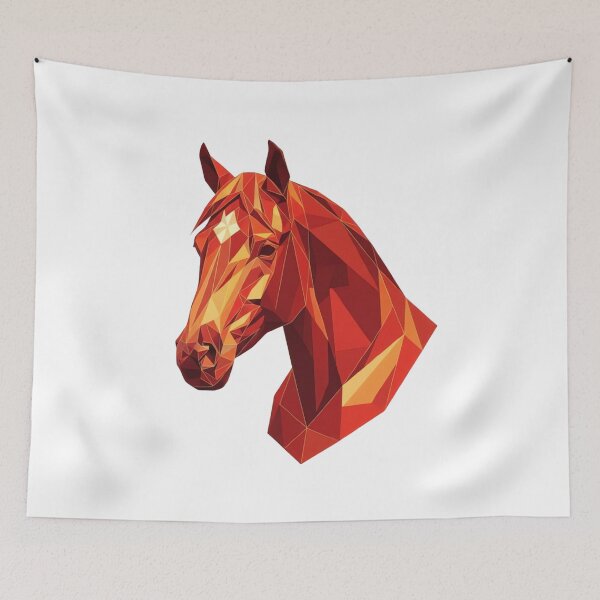 Item preview, Geometric Low Poly Horse Head Red and Gold Abstract designed and sold by ARTReMi.