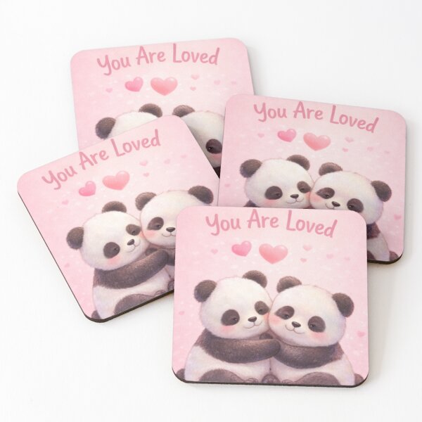 Item preview, You Are Loved – Cute Panda Couple Hug Illustration with Heartwarming Message designed and sold by ArtByKapil.