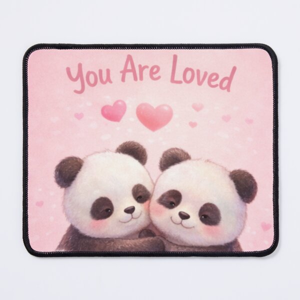 Item preview, You Are Loved – Cute Panda Couple Hug Illustration with Heartwarming Message designed and sold by ArtByKapil.