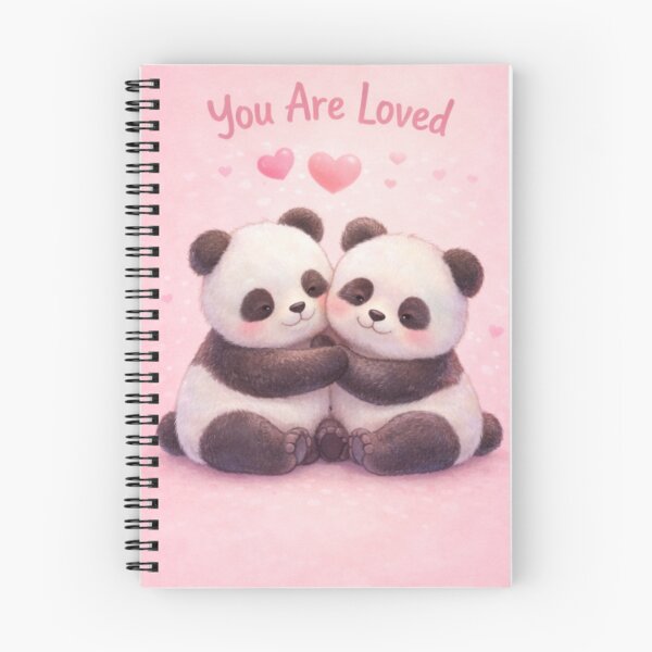 Item preview, You Are Loved – Cute Panda Couple Hug Illustration with Heartwarming Message designed and sold by ArtByKapil.