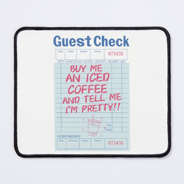 Item preview, Iced Coffee Guest Check Pink and Blue designed and sold by SaltedBeachPaperie.