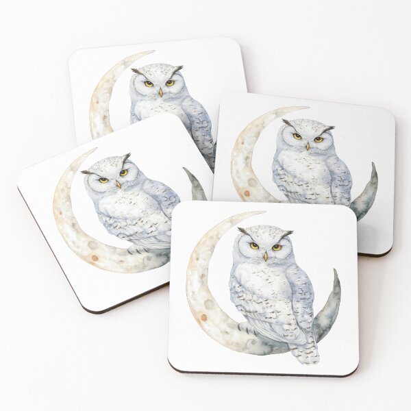 Item preview, Mystical Snowy Owl Perched on a Crescent Moon designed and sold by CharlieDesings.