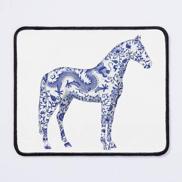 Item preview, Blue and White Porcelain Horse Pattern Chinoiserie Art designed and sold by ARTReMi.
