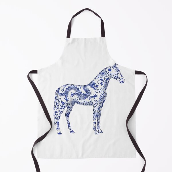 Item preview, Blue and White Porcelain Horse Pattern Chinoiserie Art designed and sold by ARTReMi.