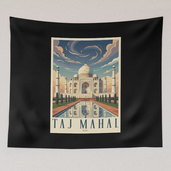 Item preview, Taj Mahal Agra Retro Travel Poster | Vintage India Landmark Art designed and sold by Hansani Nuwanmini Jayawickrama.