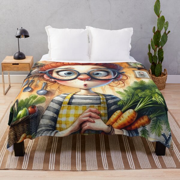 Item preview, Comical Kitchen Lady with Vegetables designed and sold by Beyond The Canvas.