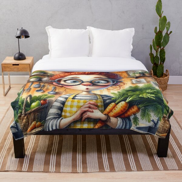 Item preview, Comical Kitchen Lady with Vegetables designed and sold by Beyond The Canvas.