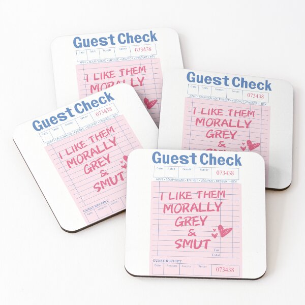 Item preview, Morally Grey and Smut Pink Guest Check designed and sold by SaltedBeachPaperie.