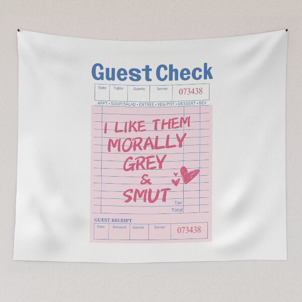 Item preview, Morally Grey and Smut Pink Guest Check designed and sold by SaltedBeachPaperie.