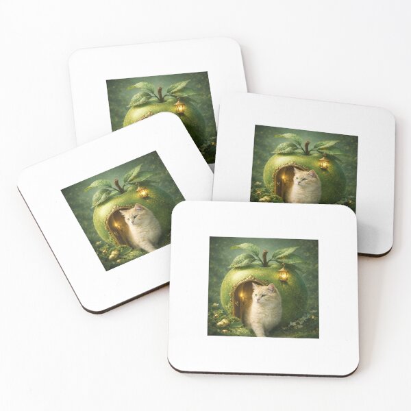 Item preview,  Fantasy Cat Emerging from a Green Apple House designed and sold by LovelyCatGalaxy.