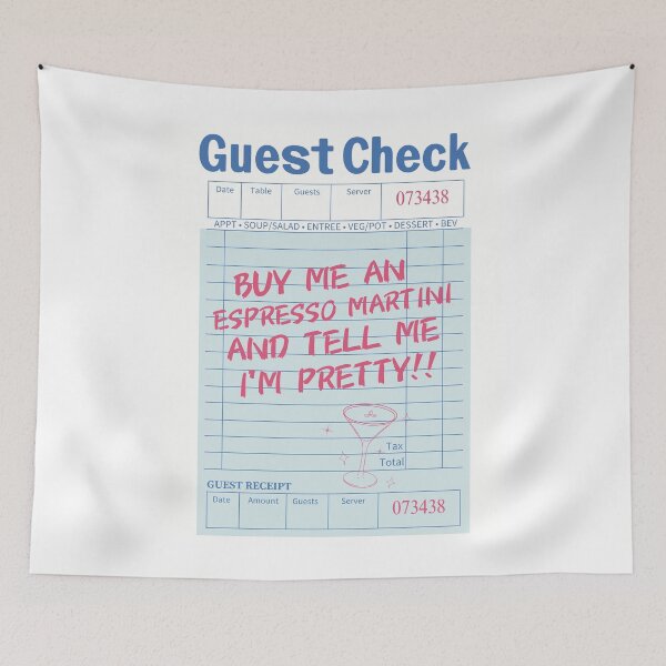 Item preview, Espresso Martini Blue & Pink Guest Check designed and sold by SaltedBeachPaperie.