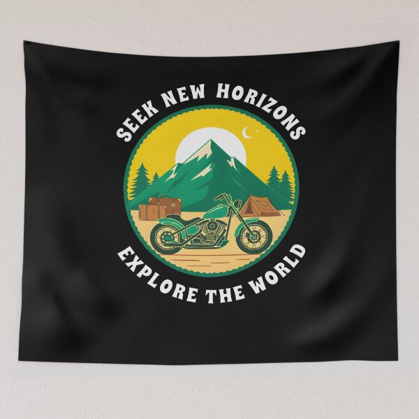 Item preview, SEEK NEW HORIZONS, EXPLORE THE WORLD – Travel & Adventure Quote Design designed and sold by Axivra.