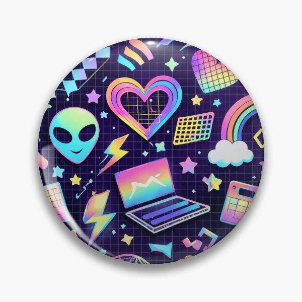 Item preview, Y2K Neon Aesthetic Pattern – Retro Cyber Icons & Rainbow Vibes designed and sold by MiSC Studio.