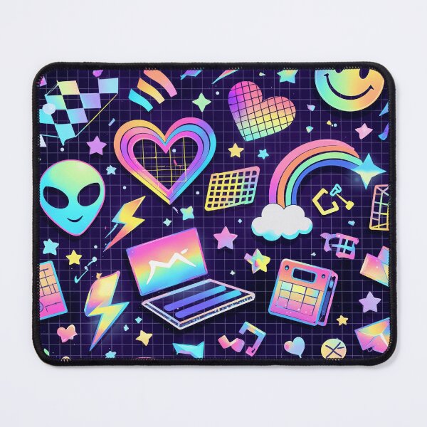 Item preview, Y2K Neon Aesthetic Pattern – Retro Cyber Icons & Rainbow Vibes designed and sold by MiSC Studio.