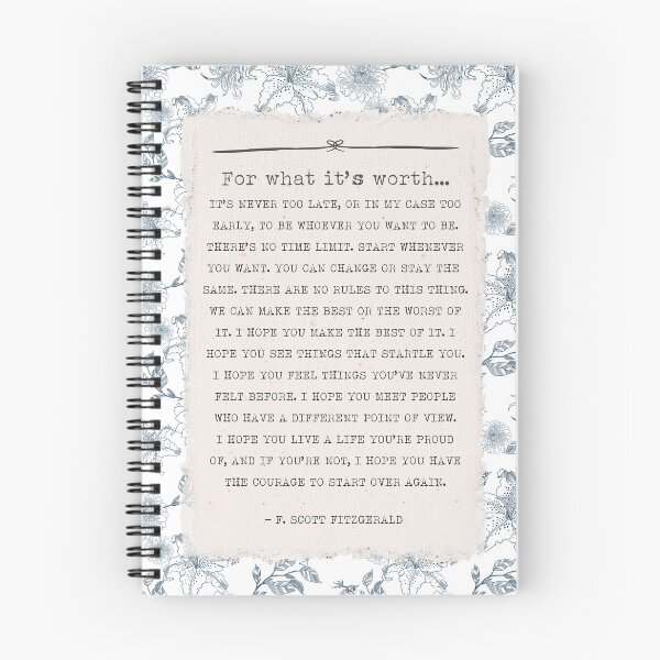 Item preview, F. Scott Fitzgerald For What It’s Worth Quote  designed and sold by SaltedBeachPaperie.