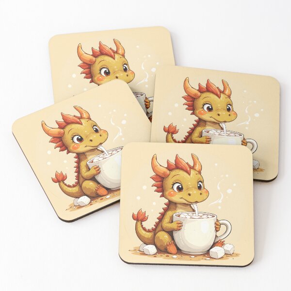 Item preview, Cute Baby Dragon Drinking Hot Chocolate - Adorable Cozy Kids Kawaii Dragon Design designed and sold by Amplify-n-Co.