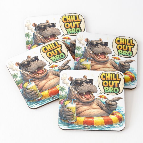 Item preview, #CHILL OUT BRO HIPPO  designed and sold by TIPOTENIOS.