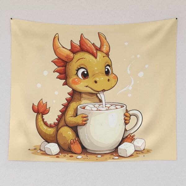 Item preview, Cute Baby Dragon Drinking Hot Chocolate - Adorable Cozy Kids Kawaii Dragon Design designed and sold by Amplify-n-Co.