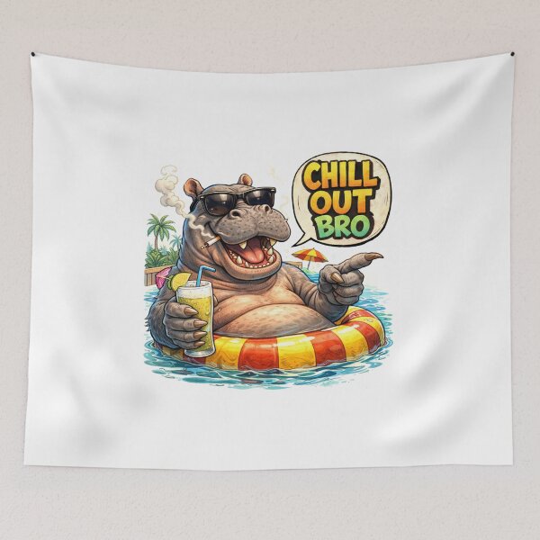 Item preview, #CHILL OUT BRO HIPPO  designed and sold by TIPOTENIOS.
