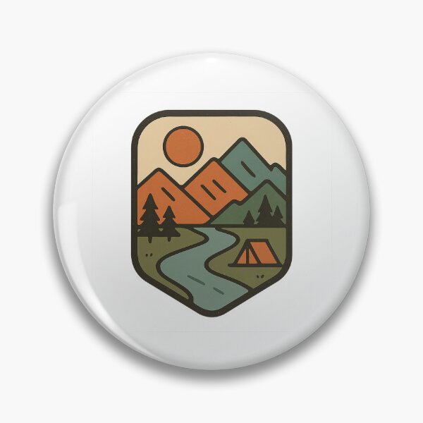 Item preview, Retro Camping Mountain Badge designed and sold by Le Grand Requin.