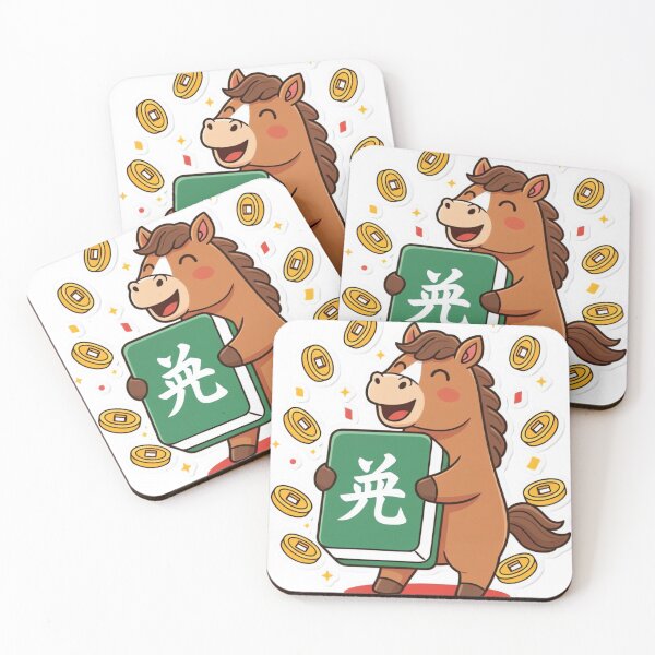 Item preview, Lucky Mahjong Horse Holding Fa Tile Prosperity Art designed and sold by ARTReMi.