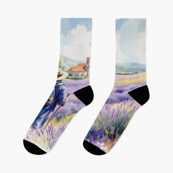 Item preview, Pilgrim crossing a lavender field (Provence) designed and sold by jefboutique6150.
